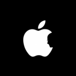 Apple logo with Jobs silhouette 